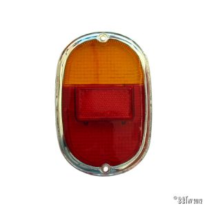 Baklykta, glas, europeisk, orange / röd med integrerad kromring, ekonomi