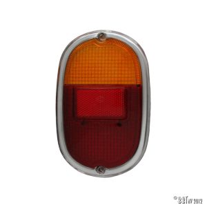 Baklykta, glas, europeisk, orange / röd med integrerad kromring